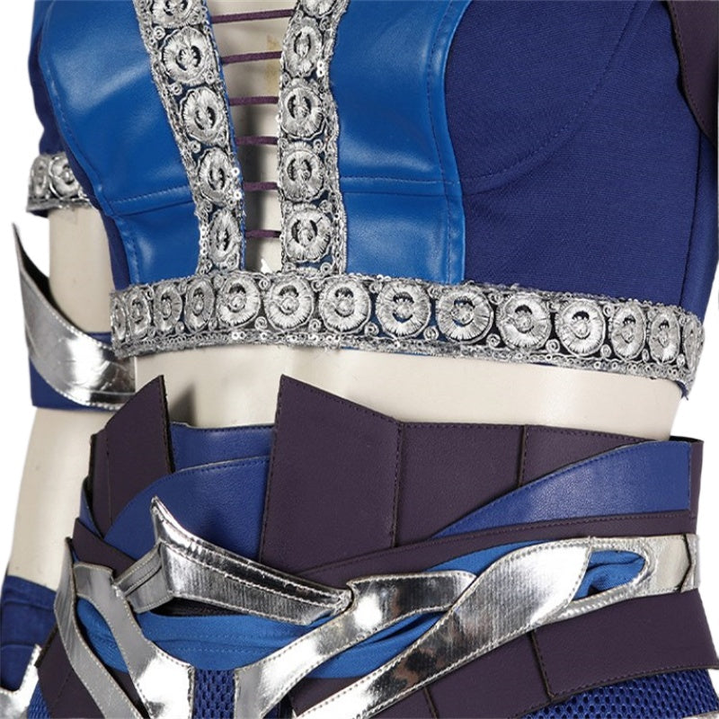 Halloweez Kitana Costume - Sexy Blue Top, Pants, Mask & Accessories for Halloween