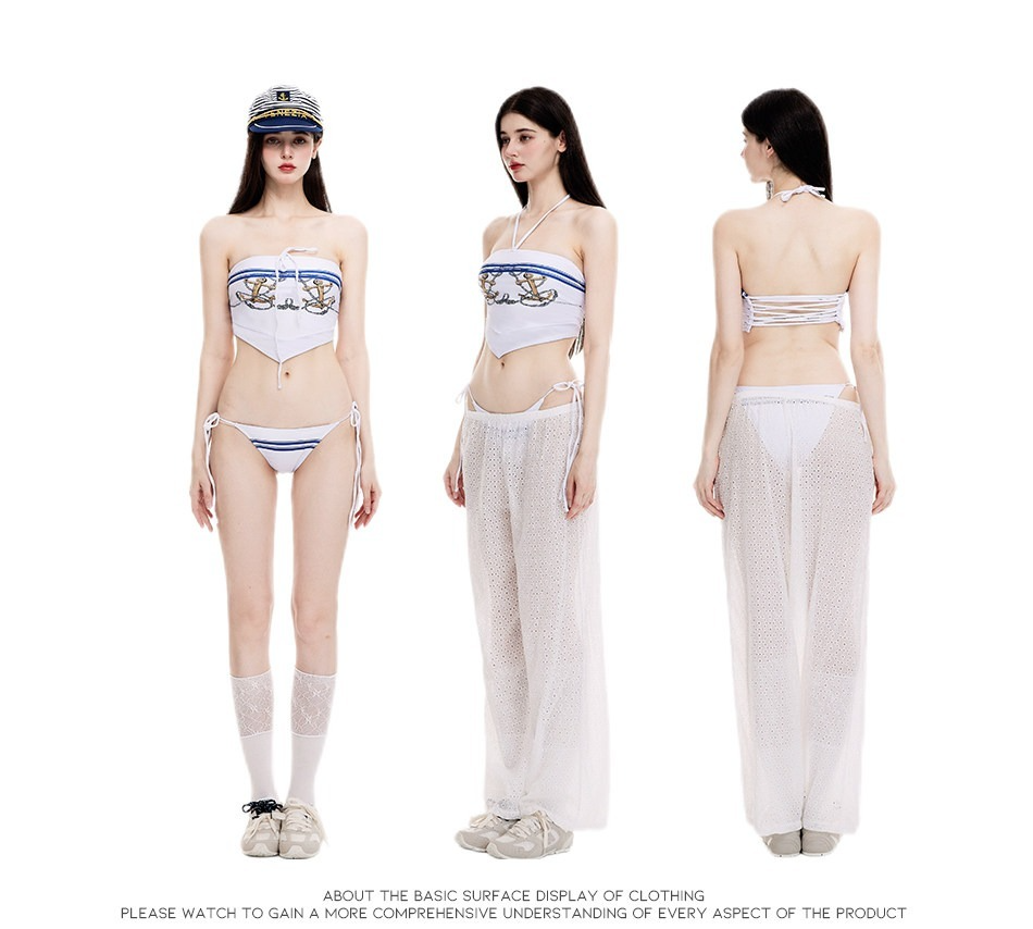 Stylish Hot Girl Strapless Bikini with Long Pants for Spa Beach Vacation - Halloweez