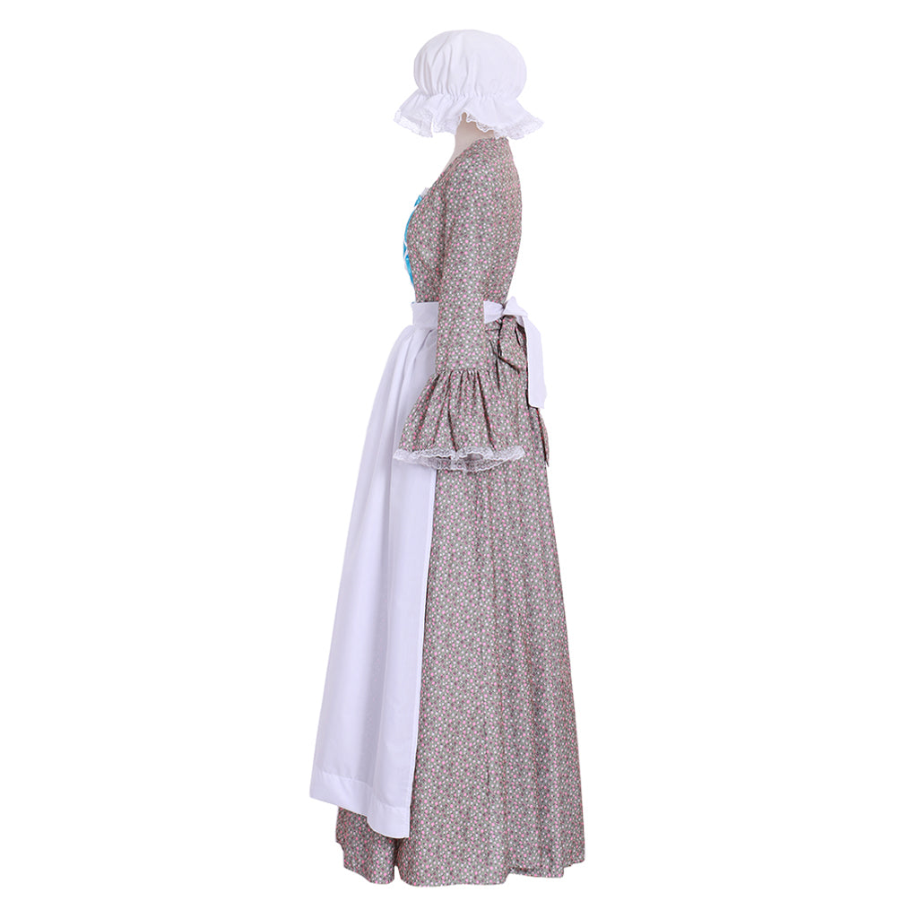 Elegant Halloweez Victorian Rural Floral Cosplay Gown | Women’s Vintage Prairie Dress