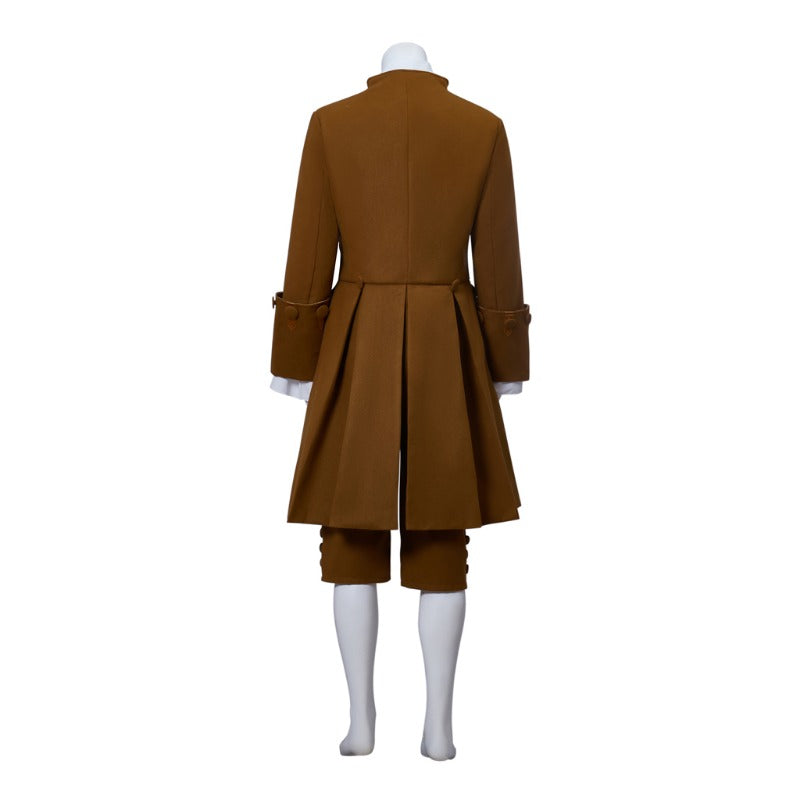 Nueva levita marrón del siglo XVIII: traje de cosplay eduardiano de estilo militar colonial para Halloween