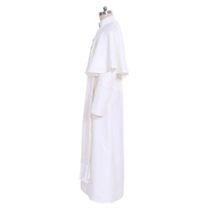 Elegant Halloweez White Priest Cassock Robe - Authentic Medieval Gothic Wizard Cosplay