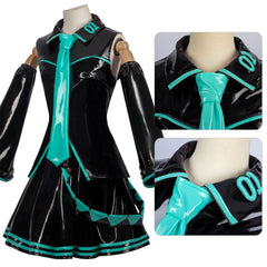 Virtual Idol Anime Cosplay Costume - Stretch Leather Official Outfit for Women - Halloweez