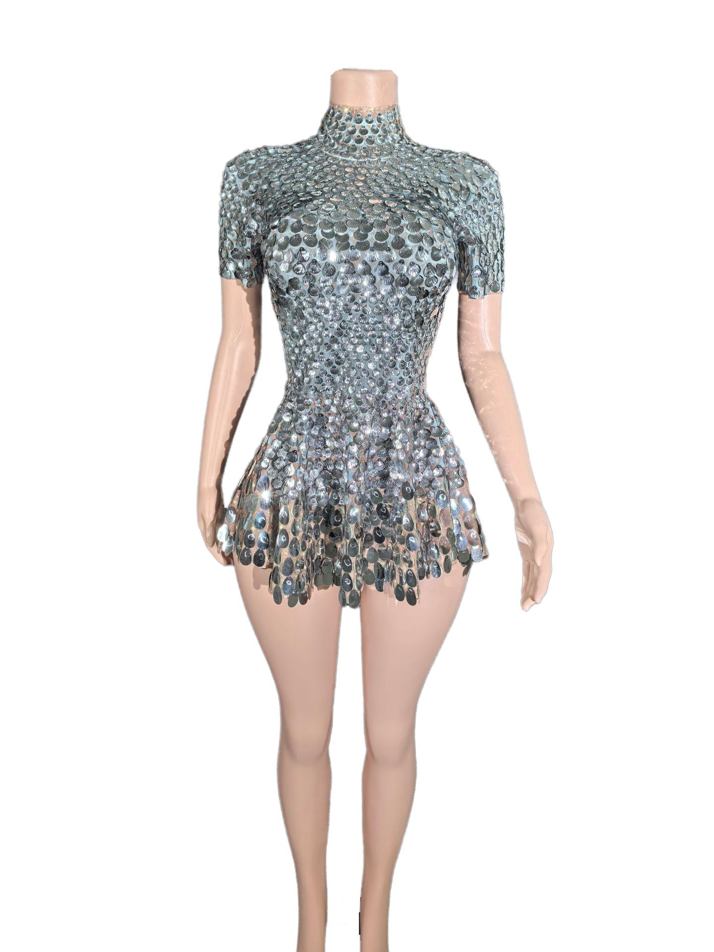 Novance Green Sequin Halter Neck Backless Mini Dress - Sexy Party Evening Dress for Women - Halloweez