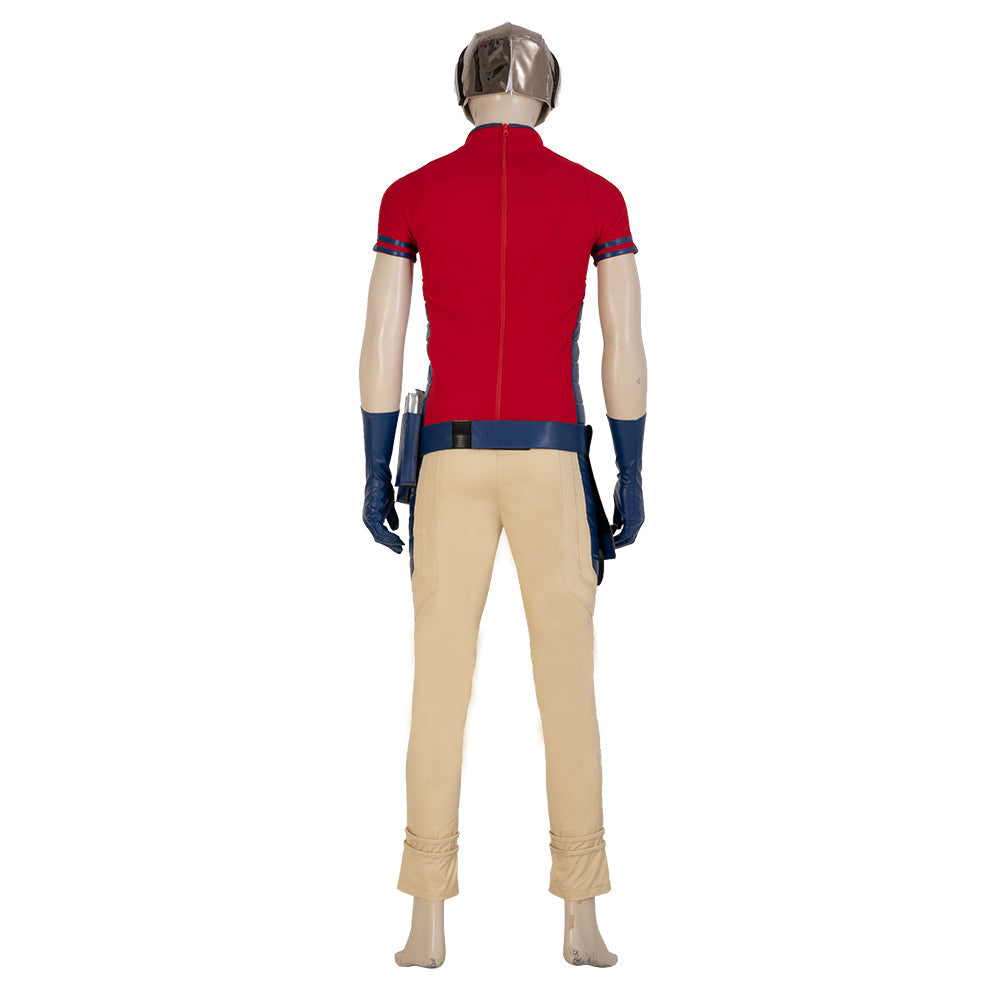 Halloweez Movie Peace Maker Cosplay Costume for Men - Complete Halloween Outfit with Mask, Gloves, Belt, and Game Accessories