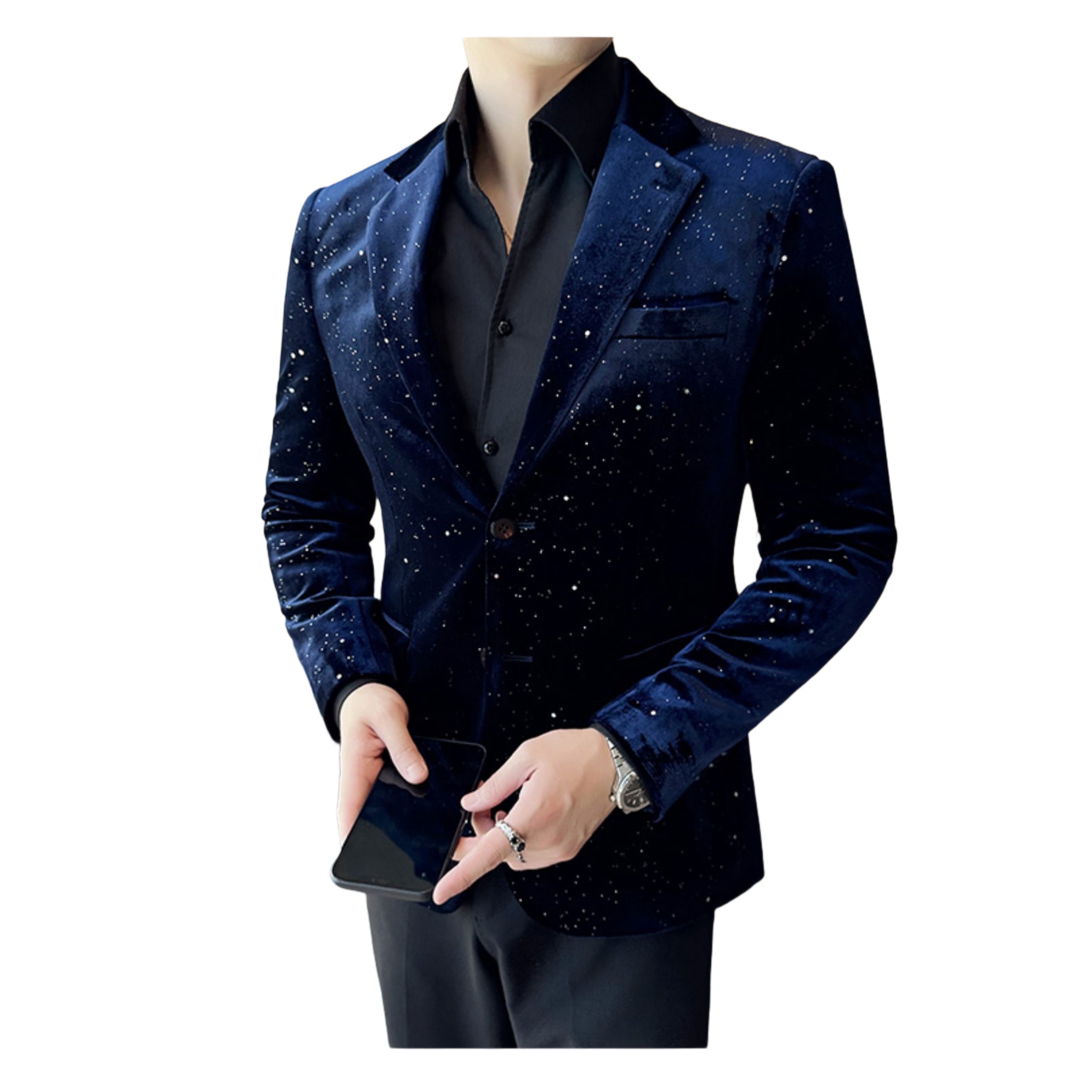 Autumn Men's Velvet Flash Gold Blazer Slim Fit Korean Style Nightclub Party Formal Suit Jacket - Halloweez