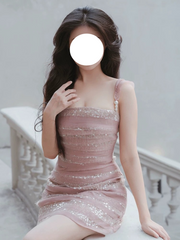 MAVEN 2026 Mermaid Sequin Pearl Strap Bodycon Mini Dress