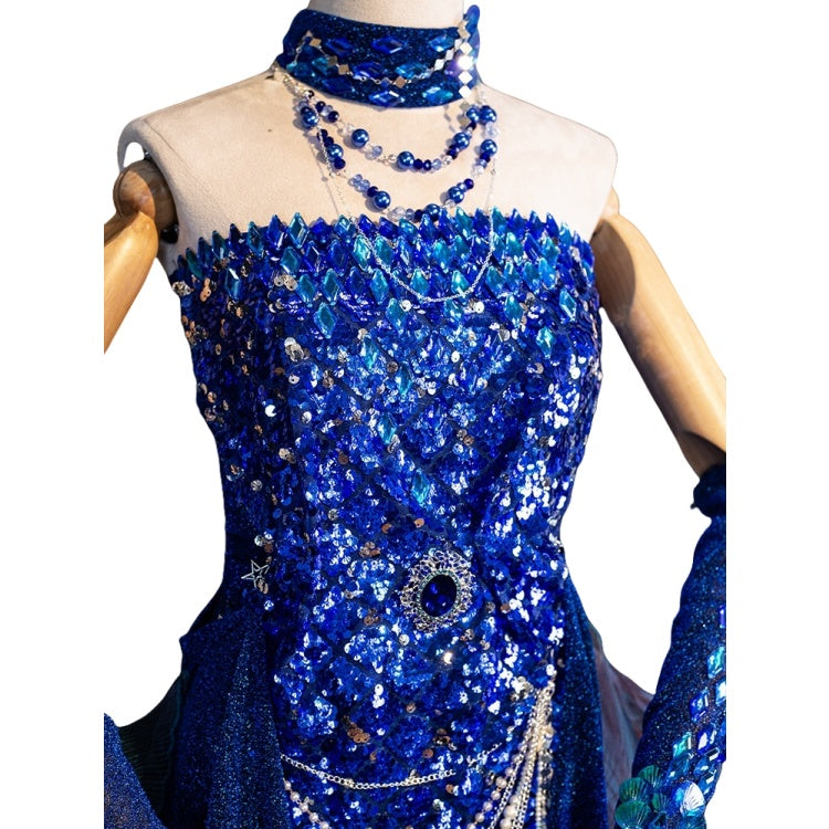 Dragon King Ao Run Cos Mermaid Tail Sparkling Debutante Gown Princess Costume - Chinese Mythology Cosplay - Halloweez