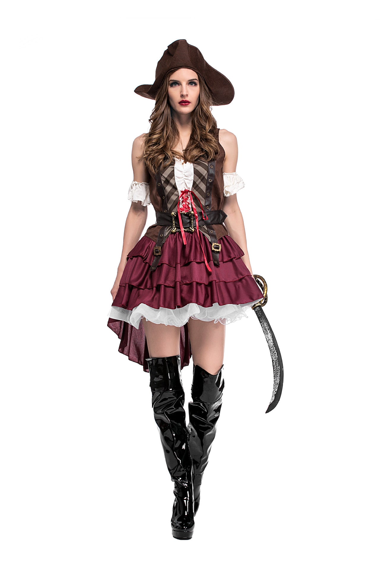 Female Somalia Pirate Costume for Halloween Cosplay and Amazon Game Uniform - Halloweez