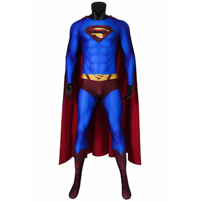 Halloweez Super Hero Infinite Earths Clark Blue Cosplay Suit with Cloak