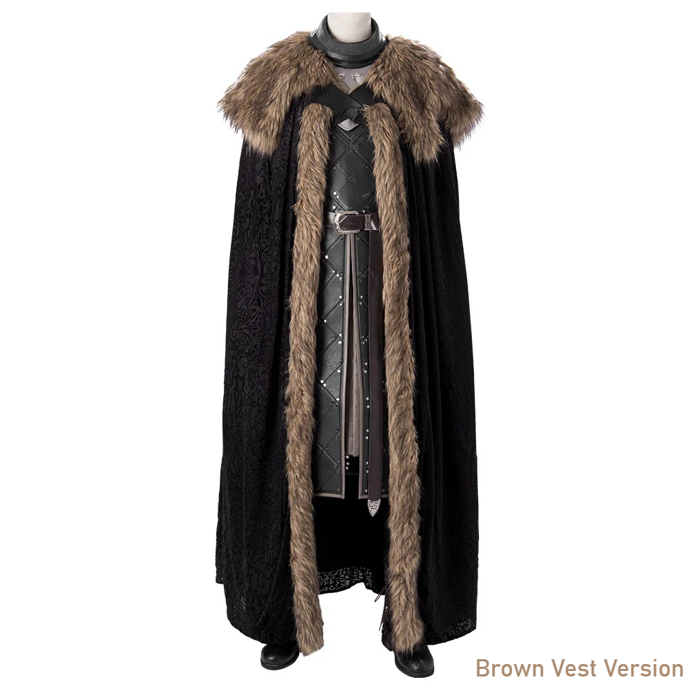 Game of Thrones Season 8 Jon Snow Cosplay Costume, A Song of Ice and Fire Same Style Medieval Outfit for Men - Halloweez