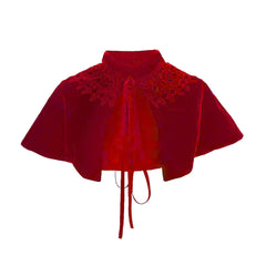 Velvet Gold Cape Victorian Short Tie Cape Halloween Costume - Halloweez