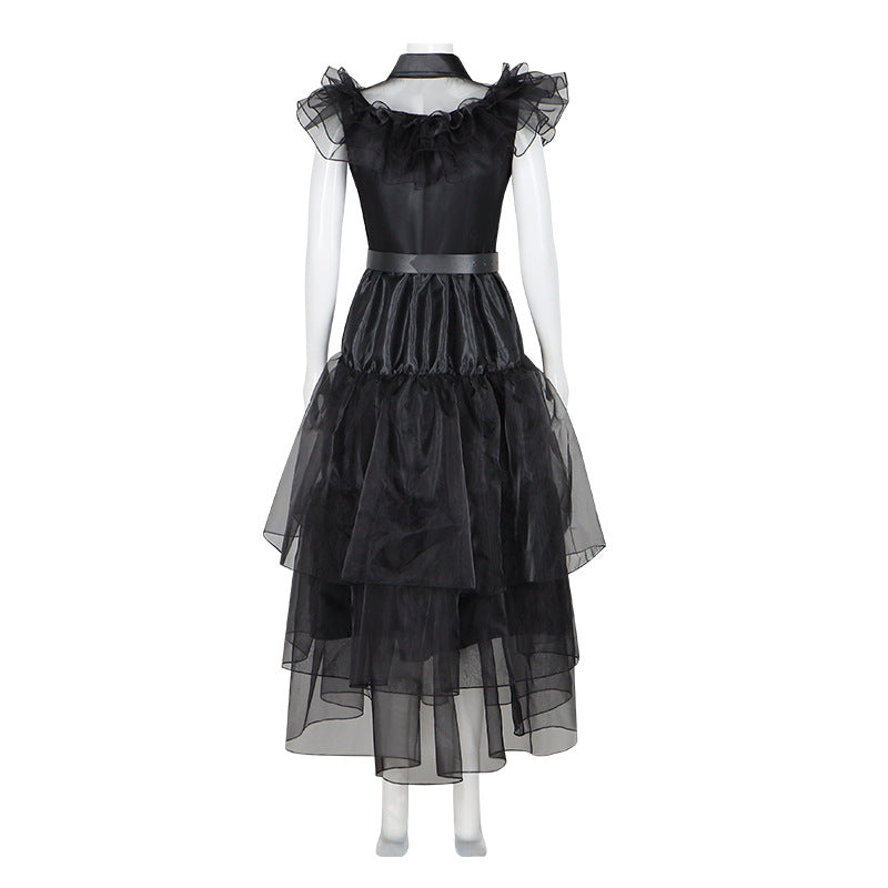 Wednesday Addams Cosplay Dress from The Addams Family TV Show - Perfect for Halloween and Cosplay Events