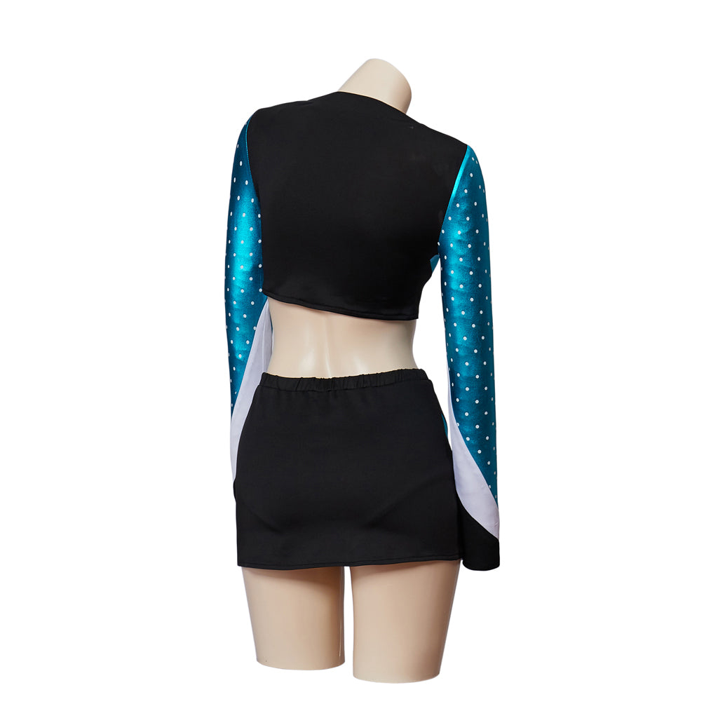 Euphoria Cassie Howard Blue Sequined Cheerleader Uniform Cosplay Outfit - Halloweez