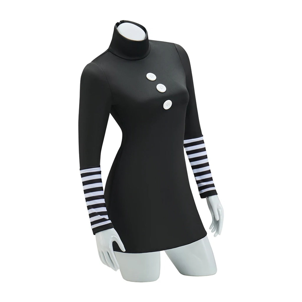 Costume de Cosplay de Marionnette d'Halloweez - Robe Noire Élégante avec Bas Rayés pour Carnaval d'Halloween pour Femmes