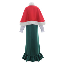 Elegante vestido victoriano rojo y verde con sombrero para Halloween, disfraz de cosplay para adultos