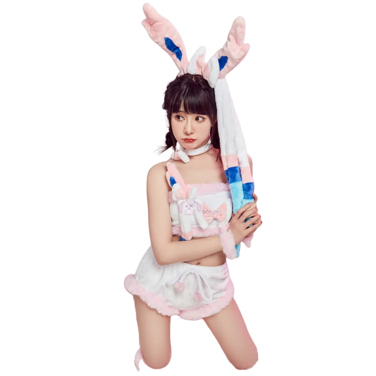 Official Sylveon Pokemon Two-Piece Plush Cosplay Costume for Women - Halloweez