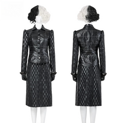 Custom Cruella De Vil Black Leather Outfit | 101 Dalmatians Villain Cosplay Costume, Trendy European American Style Custom Made Suit