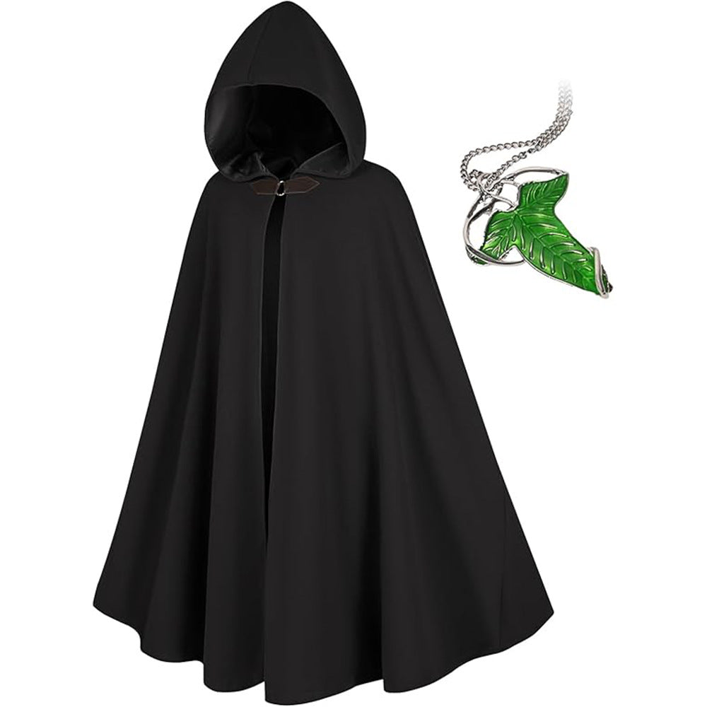 Custom Medieval Cloak with Leaf Necklace Brooch - Performance Costume - Halloweez