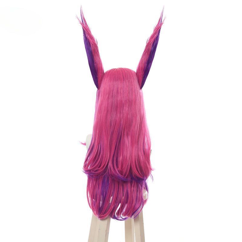 Halloweez Star Guardian Xayah Cosplay Wig - 65cm Long Pink Purple Wig with Ears