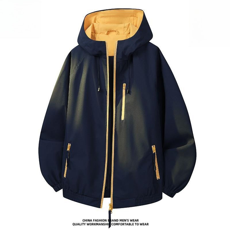 Men Women Windproof Waterproof Hooded Jacket,Loose Spring Autumn Outerwear Custom