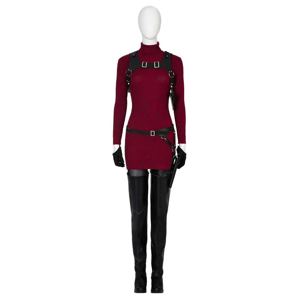 Halloweez Ada Wong Cosplay Costume - Elegant Red Dress from Resident Evil 2 for Women