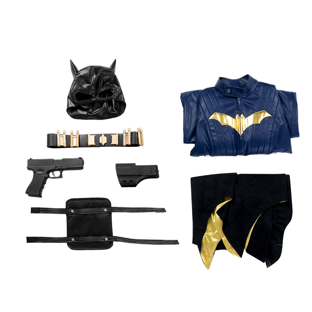 2022 Halloweez Batgirl Cosplay Costume - Barbara Gordon's Iconic Blue Jumpsuit with Cape for Heroic Roleplay