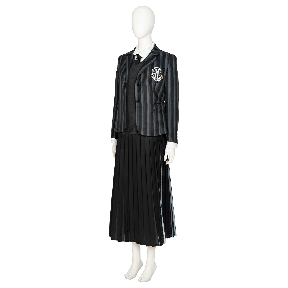 Conjunto de uniforme escolar de 5 piezas para niñas inspirado en Los Addams de Halloween Wednesday para Halloween y fiestas