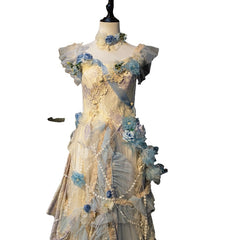 Bride Handmade Flower Wedding Dress Princess Dress - Elegant Cosplay Costume - Halloweez