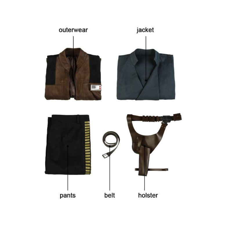 Halloweez Han Solo Cosplay Set - Jacket, Pants, Belt for Star Wars Fans - Halloweez