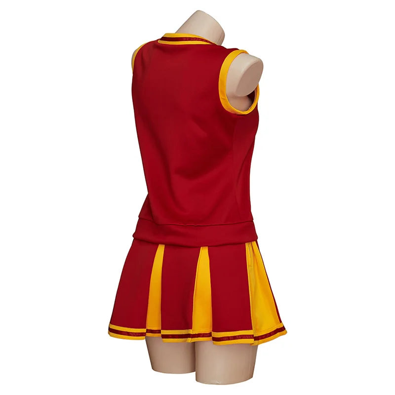 Disfraz de animadora de secundaria roja de Halloween para mujer: atuendo de cosplay perfecto