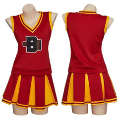 Disfraz de animadora de secundaria roja de Halloween para mujer: atuendo de cosplay perfecto