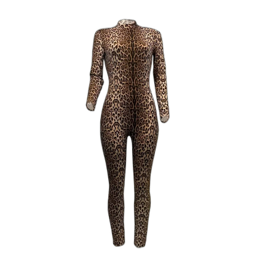 Leopard Print Bodysuit 3D Digital Print Adult Cosplay Costume for Halloween and Role Play - Halloweez