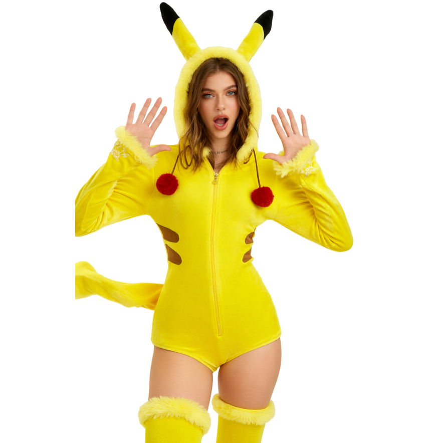 Super Cute Yellow Plush Anime Kigurumi Onesie - Soft and Adorable Animal Costume - Halloweez