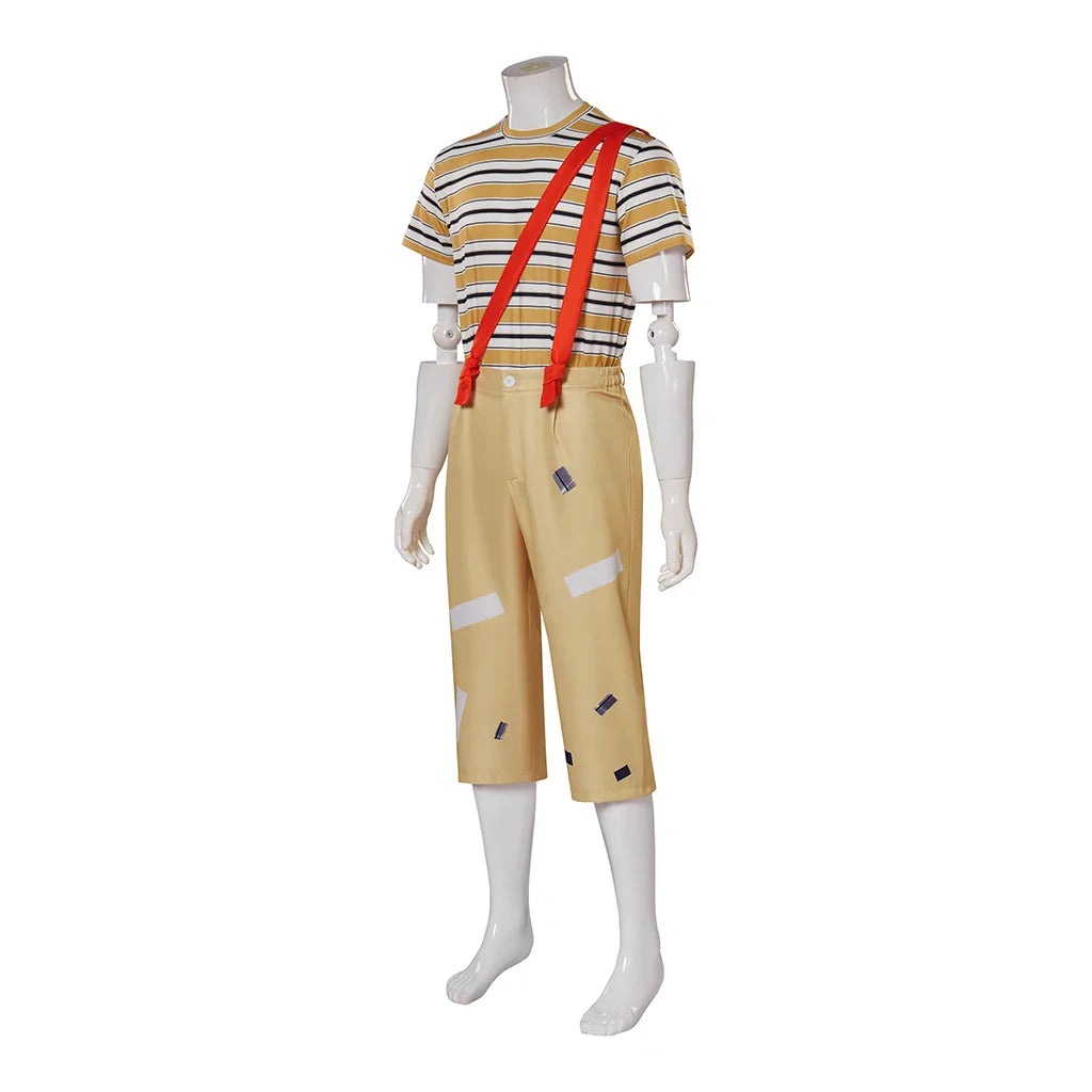 Costume d'Halloween El Chavo Del Ocho pour homme, ensemble t-shirt à rayures et pantalon avec chapeau pour tenues d'Halloween pour adultes