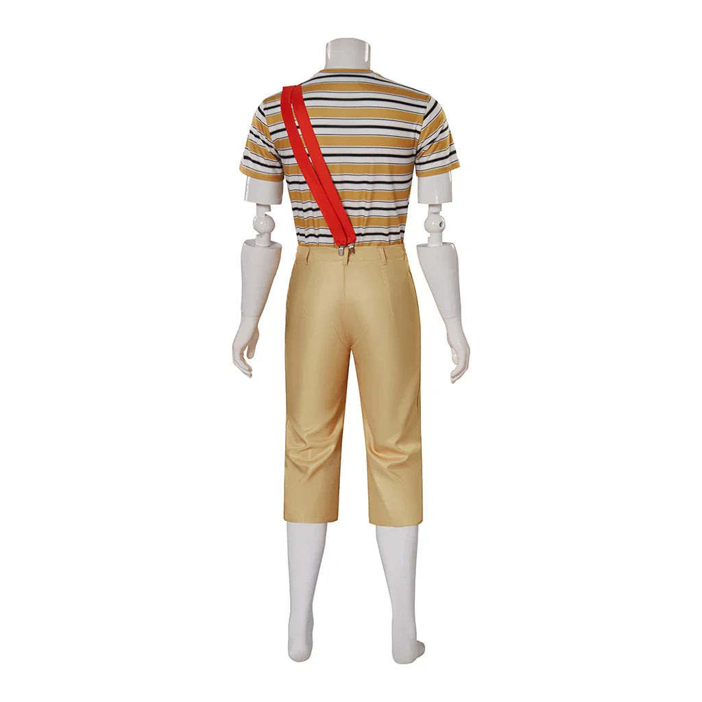 Costume d'Halloween El Chavo Del Ocho pour homme, ensemble t-shirt à rayures et pantalon avec chapeau pour tenues d'Halloween pour adultes