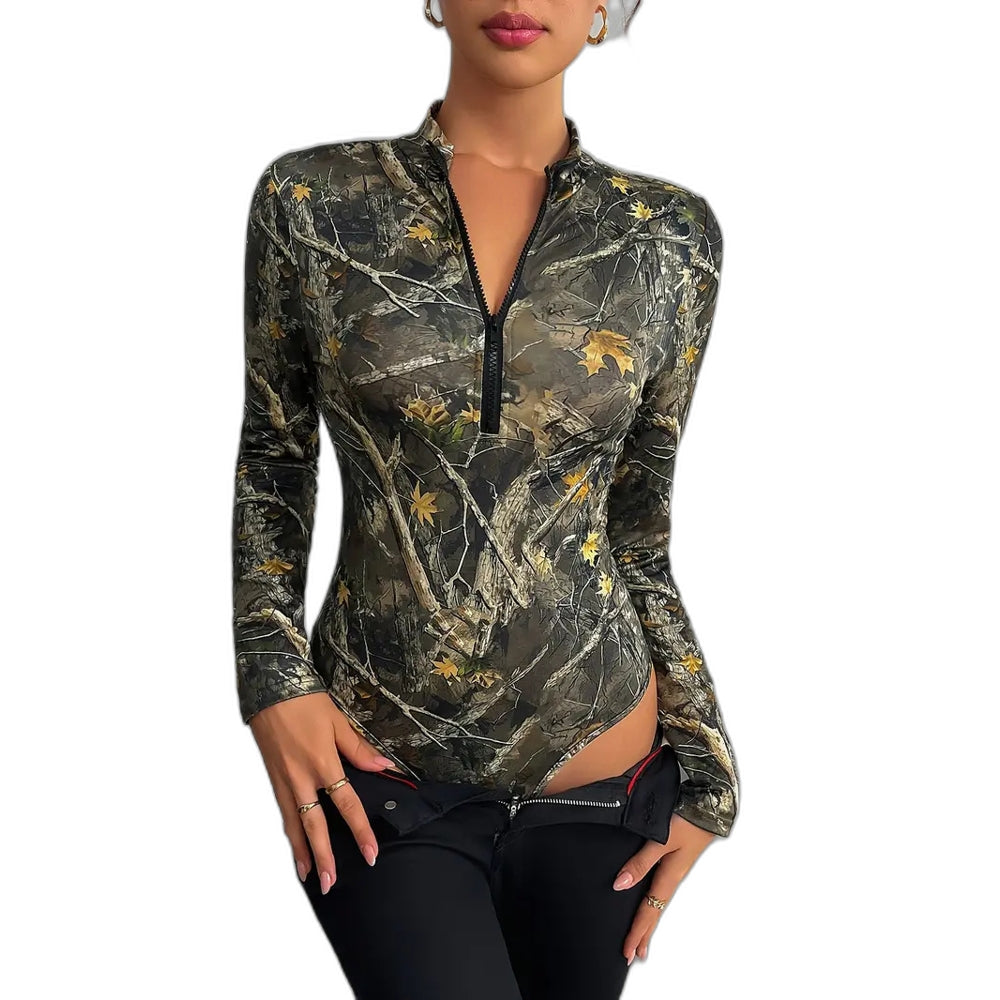 Women's Long Sleeve One Piece Swimsuit with 3D Digital Print - Perfect for Beach and Pool - Halloweez