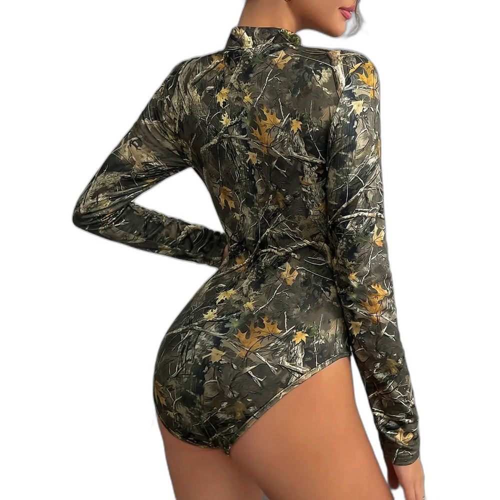 Women's Long Sleeve One Piece Swimsuit with 3D Digital Print - Perfect for Beach and Pool - Halloweez