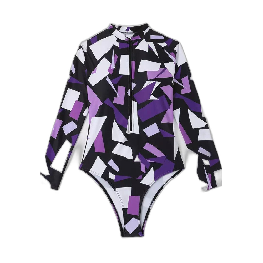 Women's Long Sleeve One Piece Swimsuit with 3D Digital Print - Perfect for Beach and Pool - Halloweez