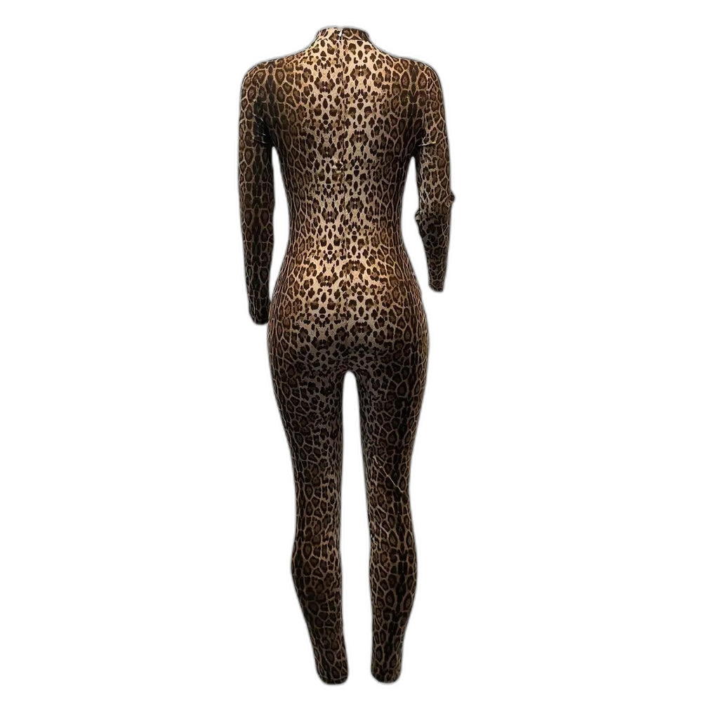 Leopard Print Bodysuit 3D Digital Print Adult Cosplay Costume for Halloween and Role Play - Halloweez