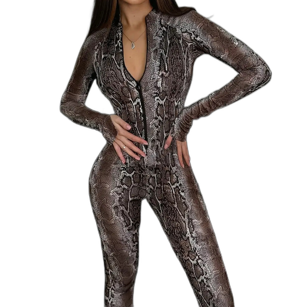 Leopard Print Bodysuit 3D Digital Print Adult Cosplay Costume for Halloween and Role Play - Halloweez