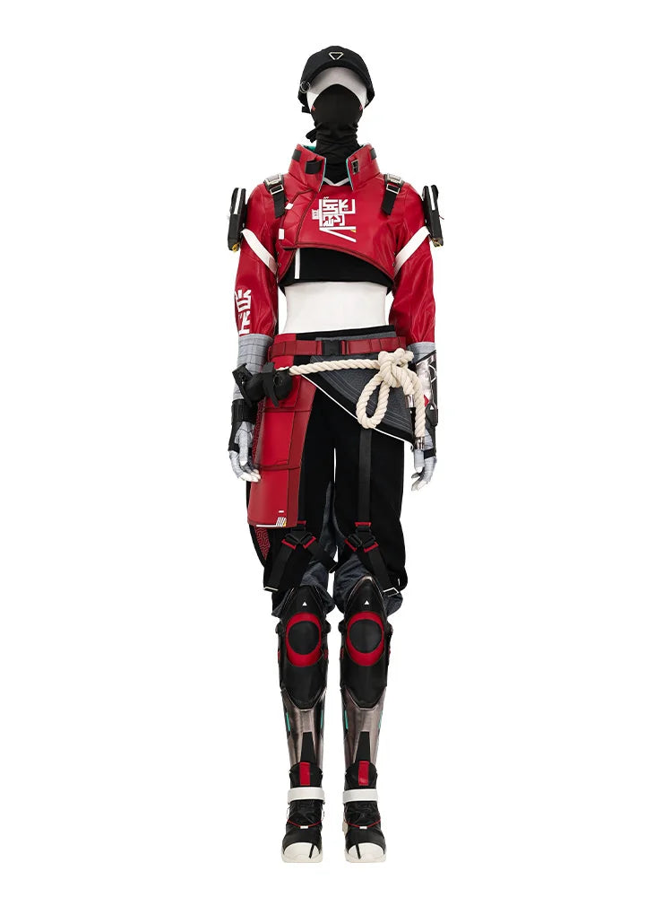 Halloweez Apex Street Smart Cosplay Costume - Wraith Skin Red Leather Coat with Accessories