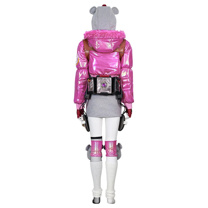 Stylish Wattson Cosplay Costume from Apex Legends in Pink with Accessories for Halloween Carnival