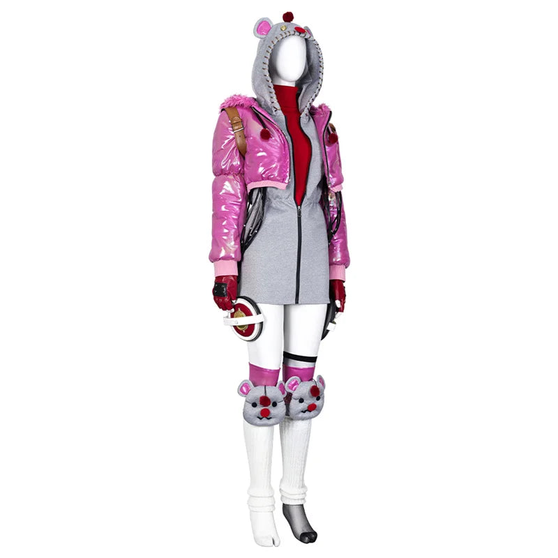 Stylish Wattson Cosplay Costume from Apex Legends in Pink with Accessories for Halloween Carnival