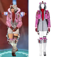 Costume de cosplay élégant de Wattson d'Apex Legends en rose avec accessoires pour le carnaval d'Halloween