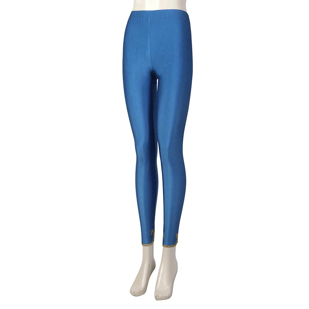 Halloweez Chun Li Cosplay Costume - Women's Blue Cheongsam Leggings Dress for Battle Suits and Festive Occasions - Halloweez