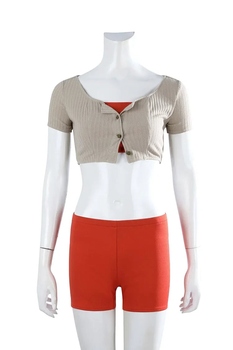 Halloweez Game Gemma Cosplay Costume - Women's Sexy Retro Crop Top & Pants Set for Halloween Parties