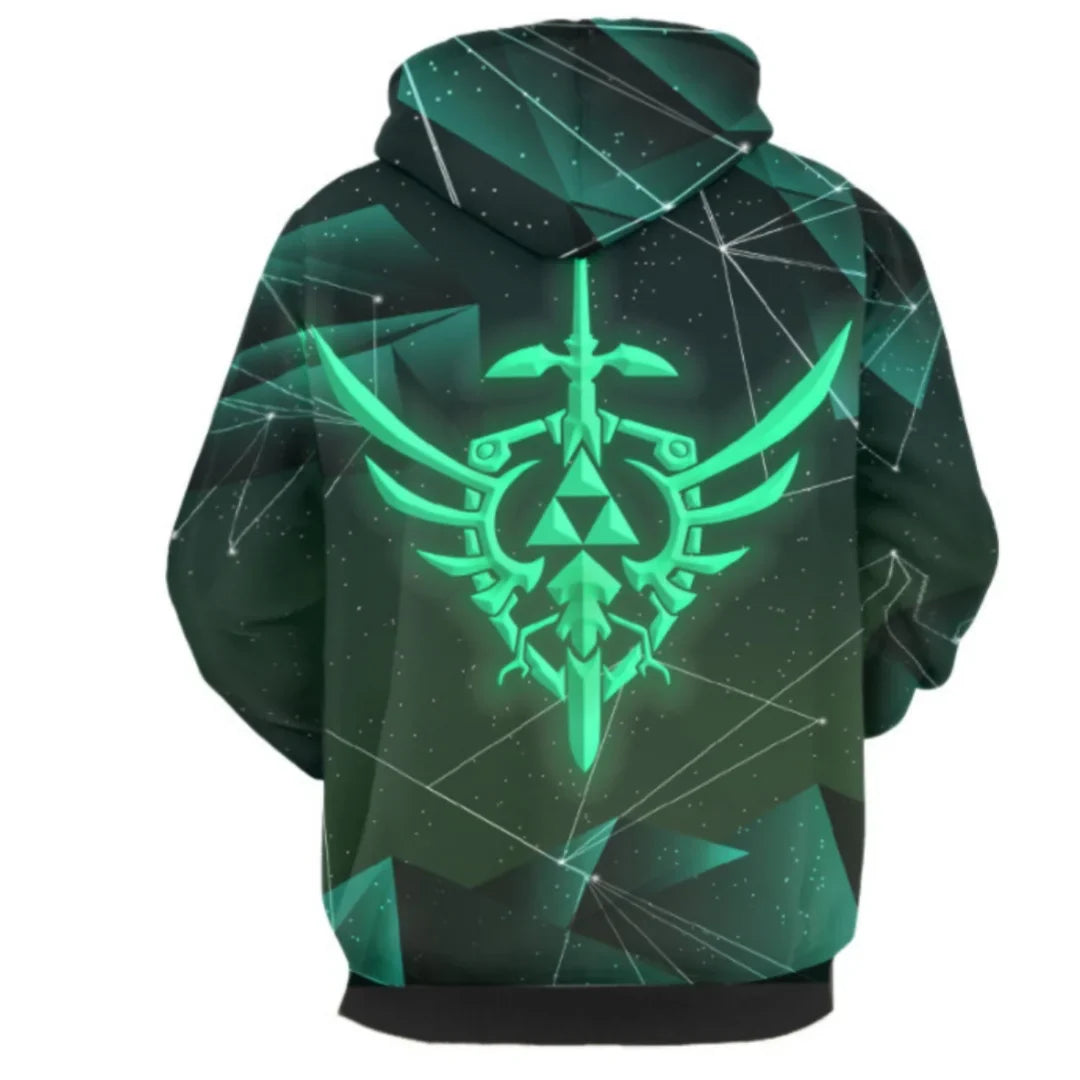 Halloweez Adult Men 3D Print Cosplay Costume - Link Inspired Hooded Sweatshirt for Themed Parties and Comic Con