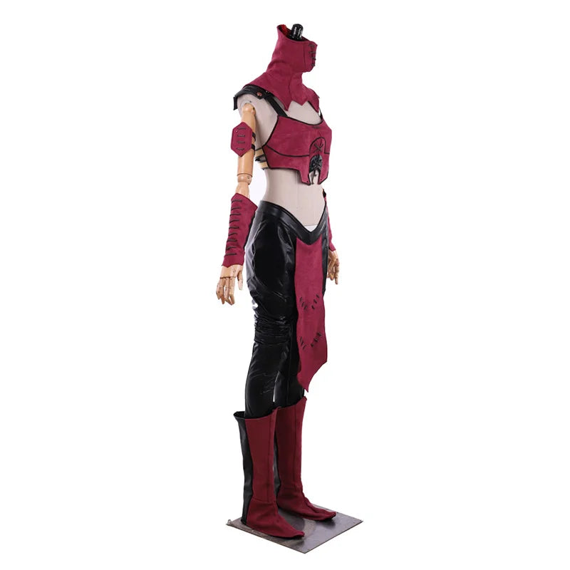 Halloweez Mileena Cosplay Costume - Alluring Combat Suit with Mask for Women | Ideal for Halloween & Carnival