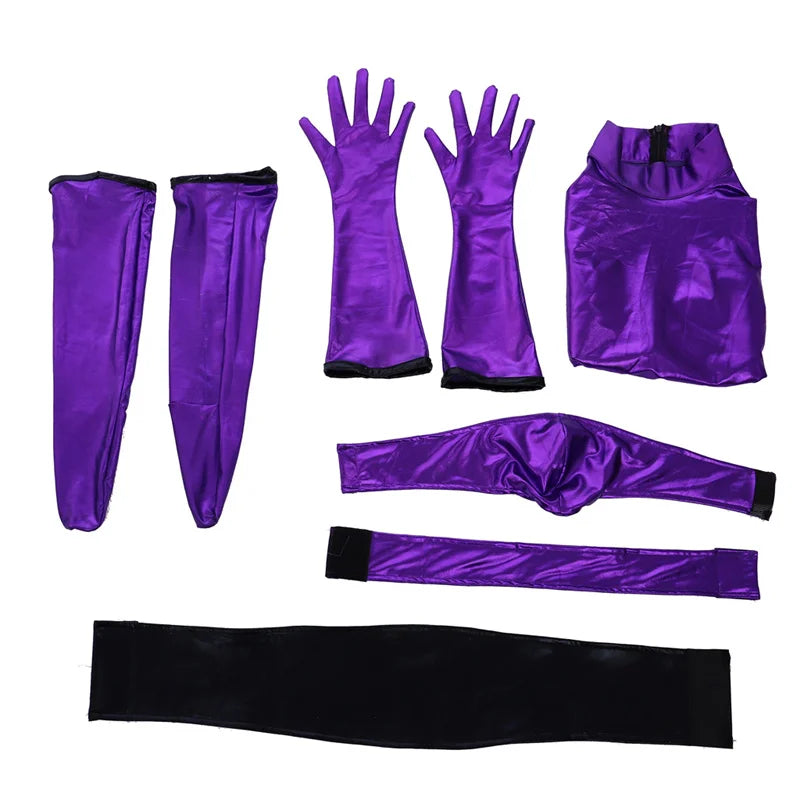 Superbe costume de cosplay Mileena pour femme, combinaison de combat violette | Tenues d'Halloween pour Halloweez