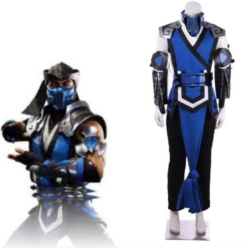 Halloweez Sub-Zero Cosplay Costume | Adult Ninja Blue Fighter Full Suit for Halloween